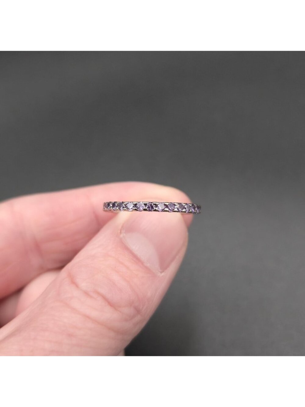 Size 8 Sterling Silver Purple Cubic Zirconia Eternity Band Stacking Ring A9032